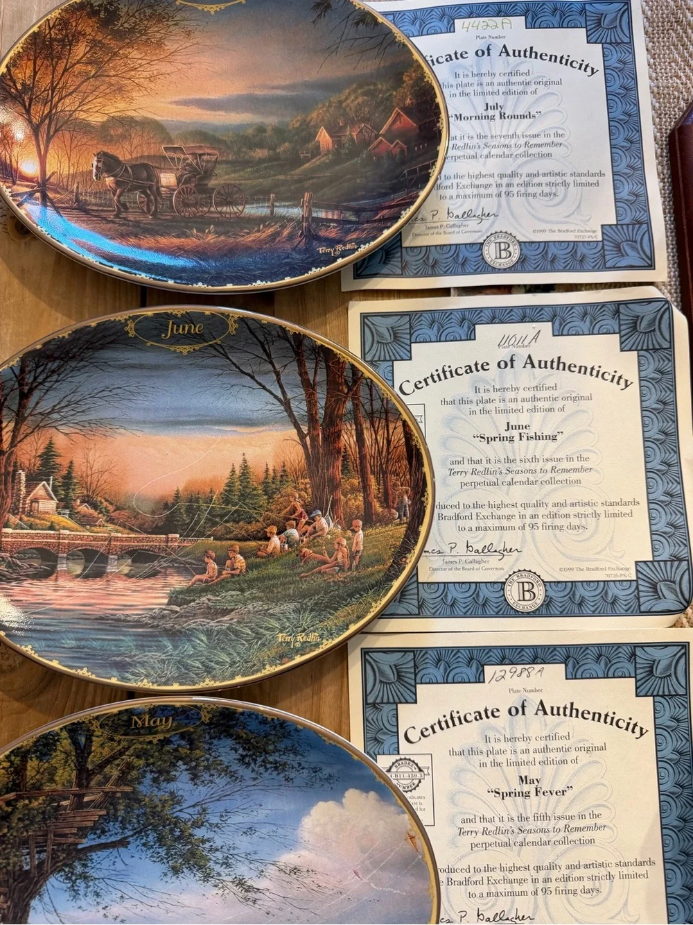 Terry Redlin Seasons to Remember Perpetual Calendar Complete 12 Plates Tiles COA
